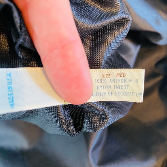 Vintage Vassarette Black Nylon Skirt Slip Women Medium Front Slit Long MCM Femme - Picture 7 of 7